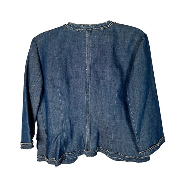 Neiman Marcus 10 Lida Baday Linen Skirt Set $1200 Denim Blazer Jean Skirt Blue - Picture 5 of 14